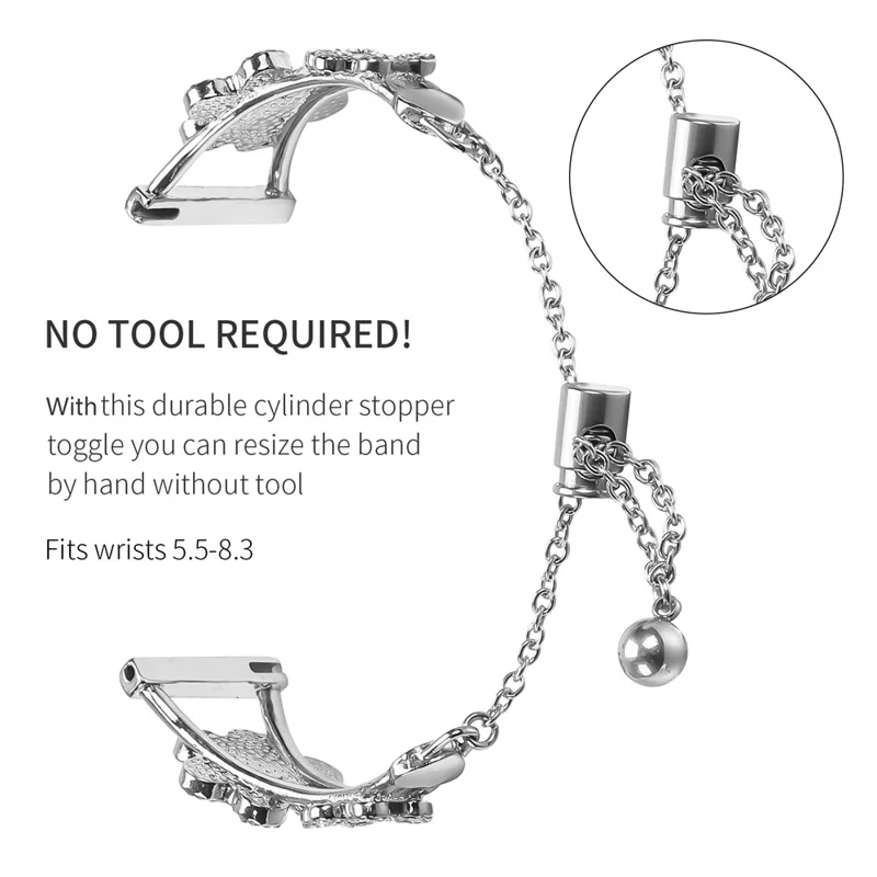 Metal Band for GarminMove Style  /  Vivomove Style Heart Clover Decor Watch Strap - Silver