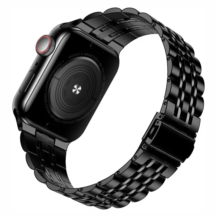Bracelet en acier inoxydable KALEBOL pour Apple Watch Series 10 Ultra 9 8 7 SE 6 5 4 3 2 1 46mm 49mm 45mm 44mm 42mm, boucle papillon - Noir