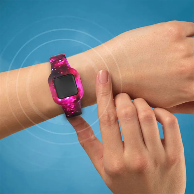 Soft Silicone Smart Watch Strap Replacement Watch Band for GarminFit JR3 - Starry Sky Pink