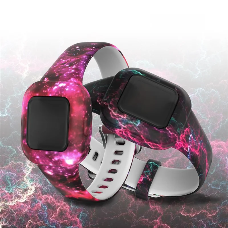 Soft Silicone Smart Watch Strap Replacement Watch Band for GarminFit JR3 - Starry Sky Pink