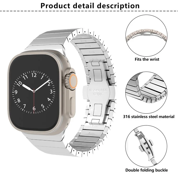 Cinturino in acciaio inossidabile KALEBOL per Apple Watch Series 10 Ultra 9 8 7 SE 6 5 4 3 2 1 46mm 49mm 45mm 44mm 42mm - Argento