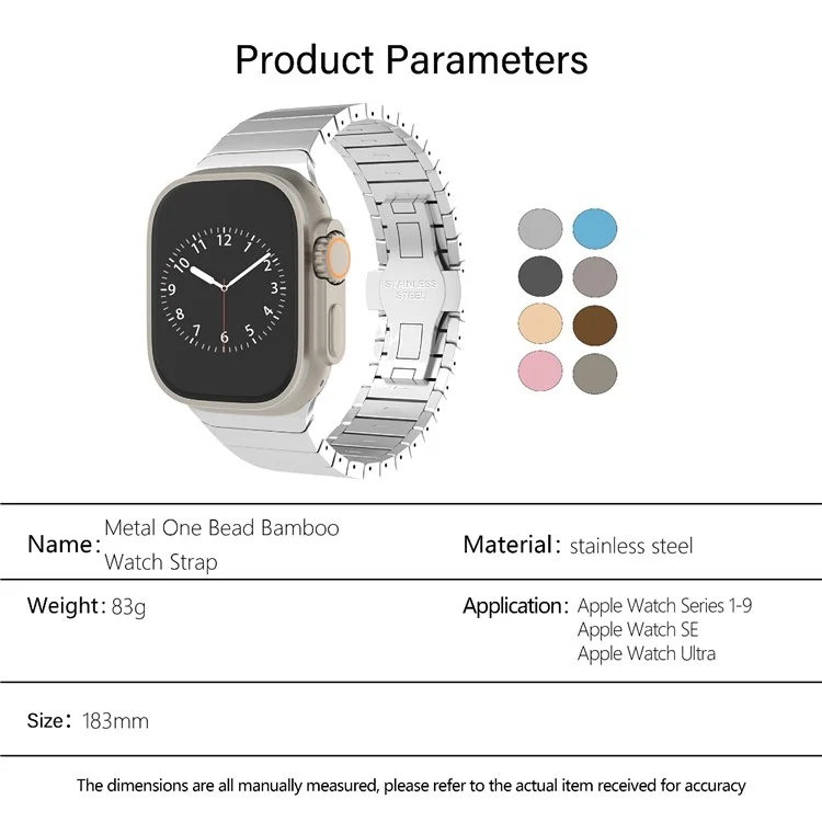 Cinturino in acciaio inossidabile KALEBOL per Apple Watch Series 10 Ultra 9 8 7 SE 6 5 4 3 2 1 46mm 49mm 45mm 44mm 42mm - Argento