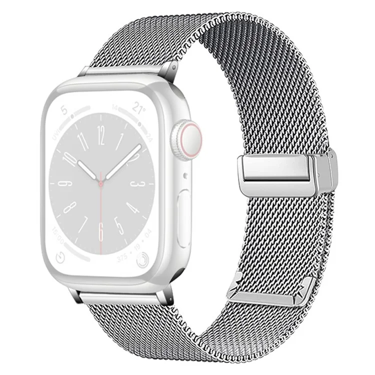 Cinturino per orologio con fibbia magnetica KALEBOL per Apple Watch Series 10 Ultra 9 8 7 SE 6 5 4 3 2 1 da 46 mm, 49 mm, 45 mm, 44 mm, 42 mm in acciaio inossidabile - Argento