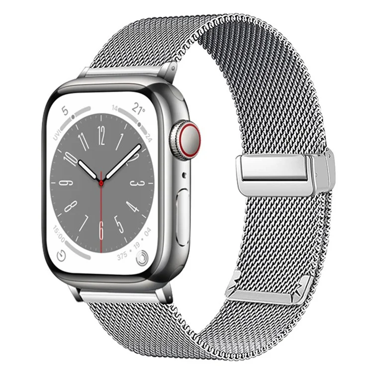 Cinturino per orologio con fibbia magnetica KALEBOL per Apple Watch Series 10 Ultra 9 8 7 SE 6 5 4 3 2 1 da 46 mm, 49 mm, 45 mm, 44 mm, 42 mm in acciaio inossidabile - Argento