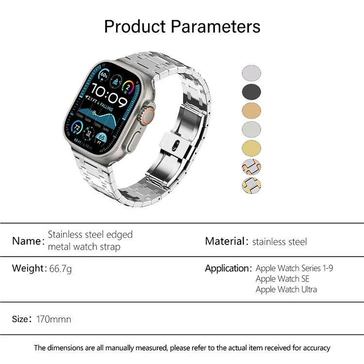 Cinturino in acciaio inossidabile KALEBOL per Apple Watch Series 10 9 8 7 SE 6 5 4 3 2 1 da 42mm 41mm 40mm 38mm - Argento