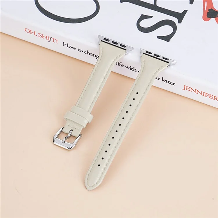Bracelet en cuir de vache véritable KALEBOL pour Apple Watch Series 10 Ultra 9 8 7 SE 6 5 4 3 2 1 46mm 49mm 45mm 44mm 42mm - Abricot