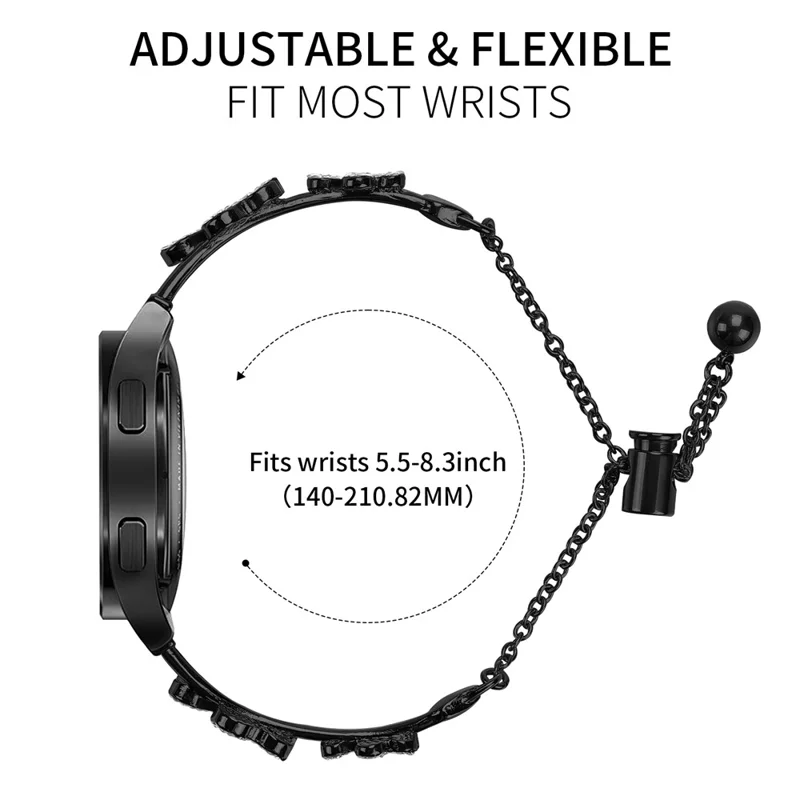 For Honor Watch ES Watch Strap Replacement Metal Band Heart Clover Decor - Black