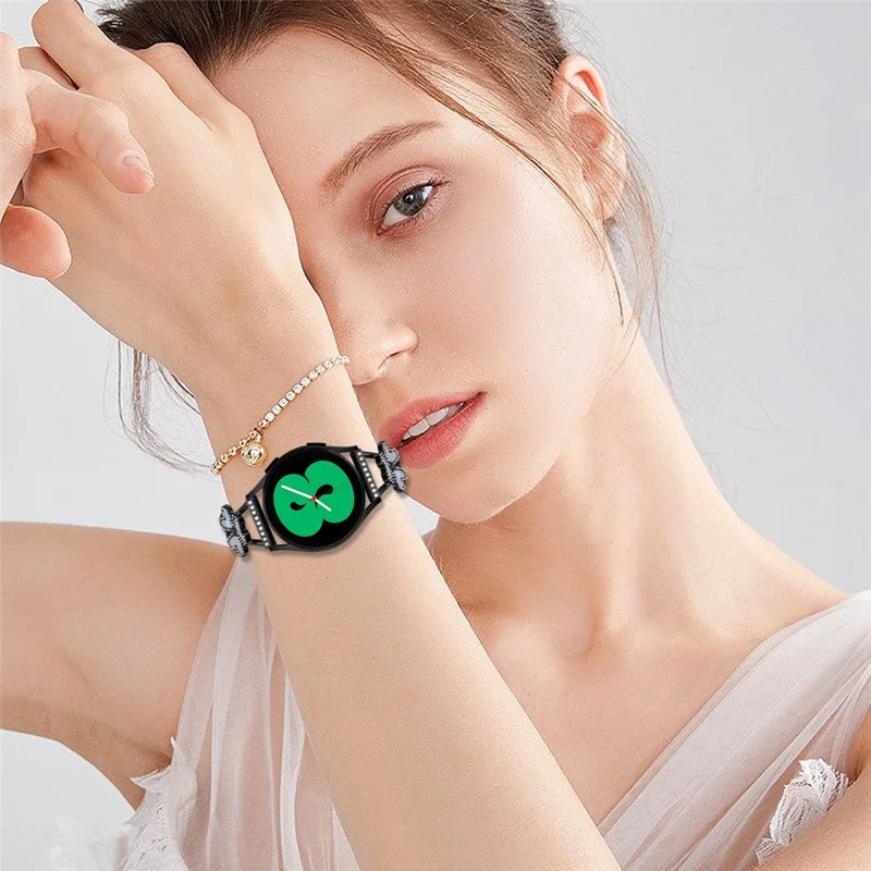 For Honor Watch ES Watch Strap Replacement Metal Band Heart Clover Decor - Black