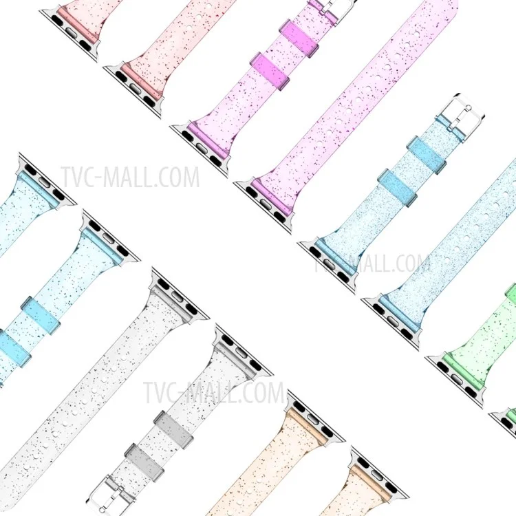 Glitter Powder TPU Watch Strap for Apple Watch Series 10 42mm / 9 8 7 41mm / 6 5 4 SE SE (2022) SE (2023) 40mm / 3 2 1 38mm - Baby Blue