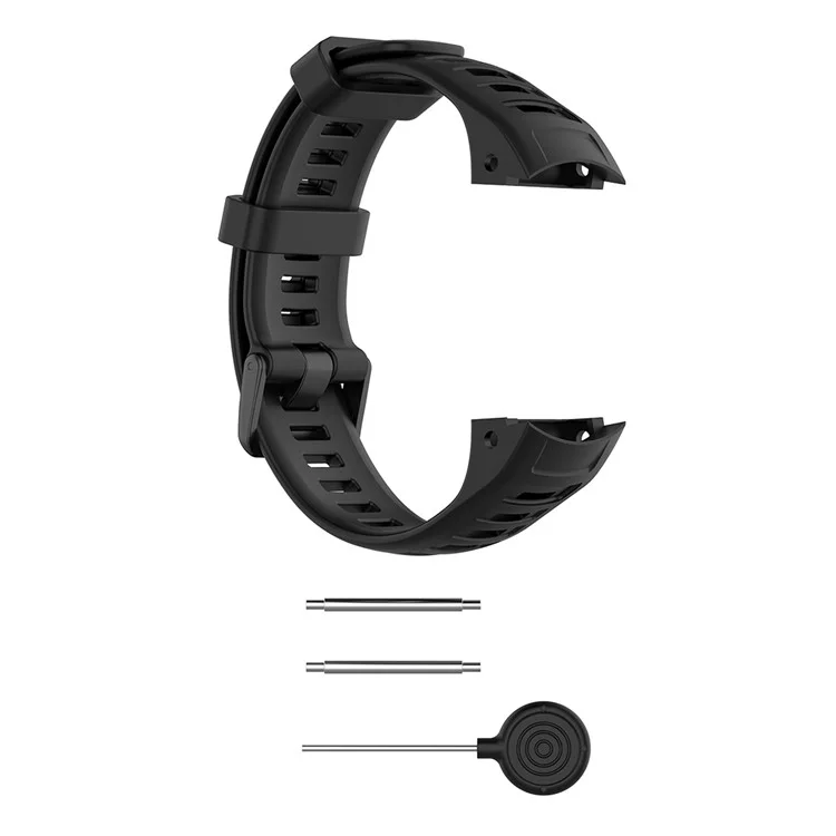 Silicone Watch Band for Garmin Instinct Tactical / Instinct Tide / Instinct 2 / Instinct Wrist Strap with Black Buckle - Black