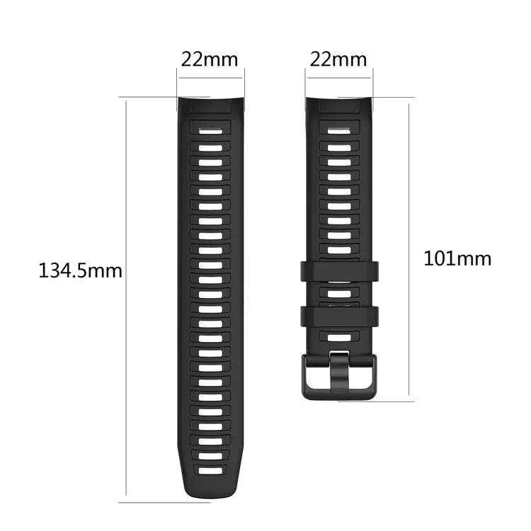 Silicone Watch Band for Garmin Instinct Tactical / Instinct Tide / Instinct 2 / Instinct Wrist Strap with Black Buckle - Black