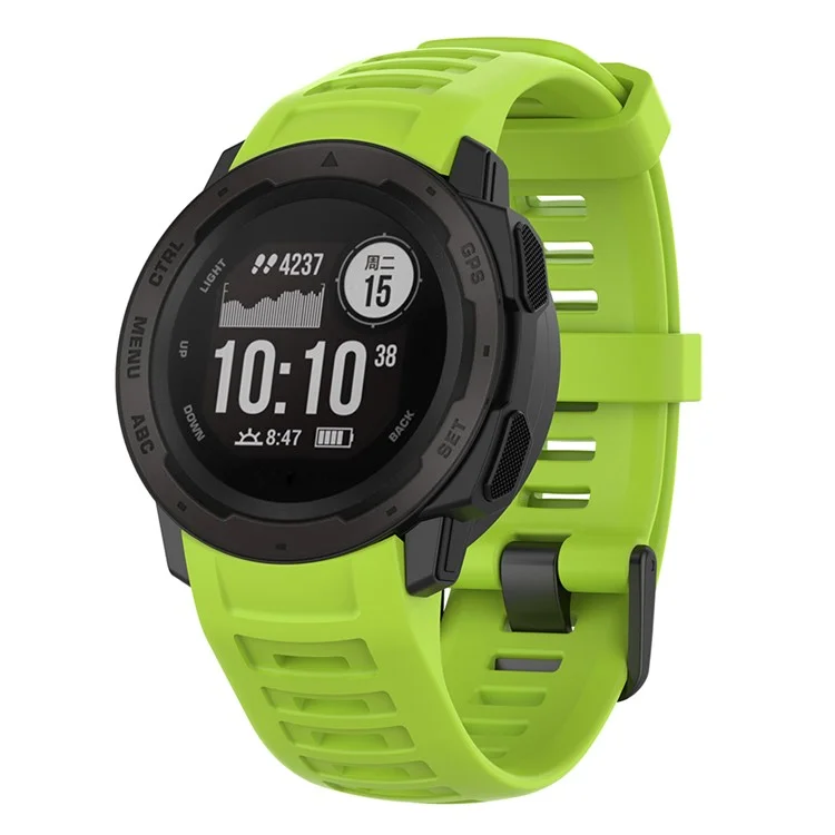 Silicone Watch Band for Garmin Instinct Tactical / Instinct Tide / Instinct 2 / Instinct Wrist Strap with Black Buckle - Lime