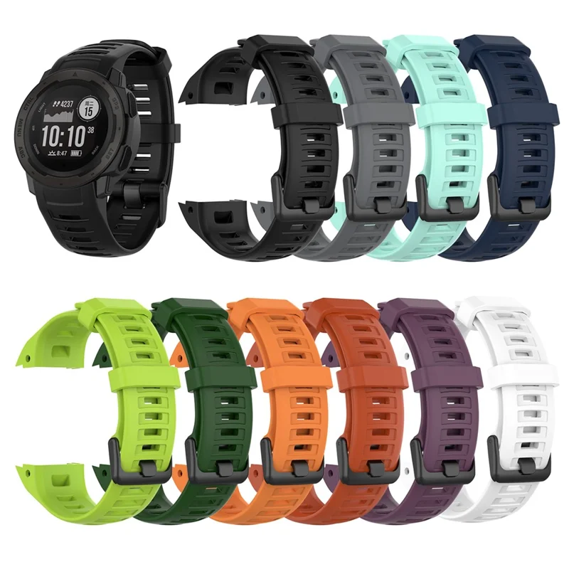 Silicone Watch Band for Garmin Instinct Tactical / Instinct Tide / Instinct 2 / Instinct Wrist Strap with Black Buckle - Lime