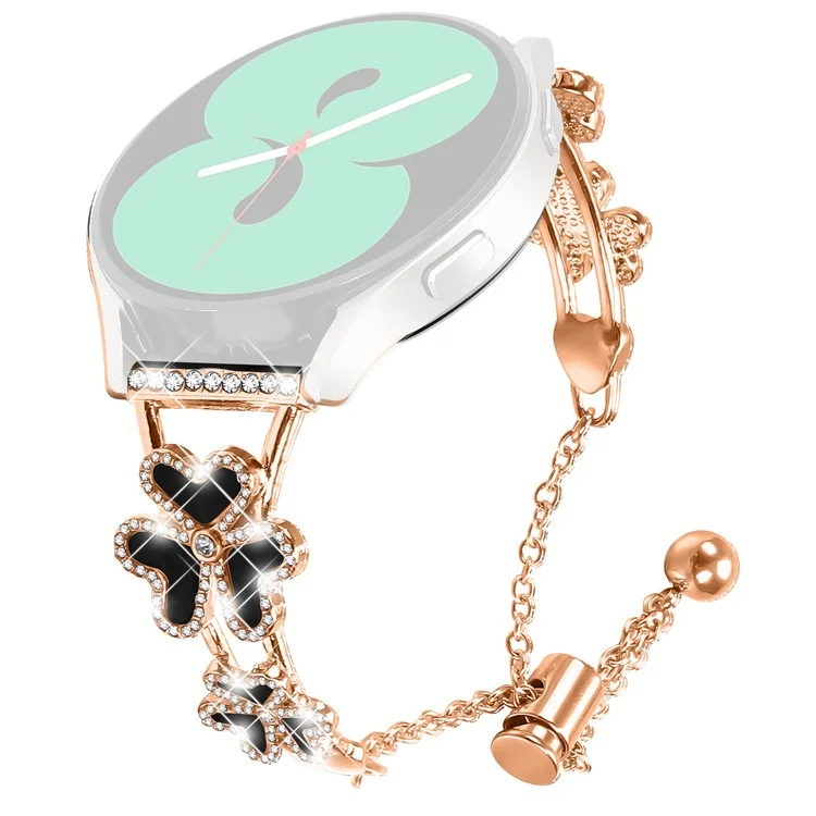 Per Verizon Gizmo Watch 1 Cinturino di ricambio in metallo Decorazione a cuore quadrifoglio - Oro rosa
