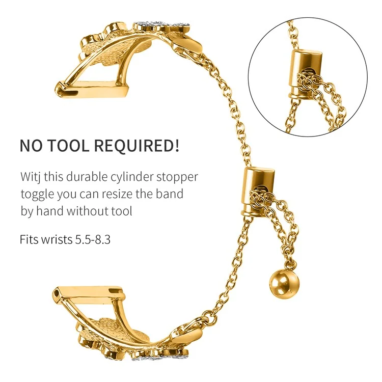 Cinturino di ricambio in metallo con decorazione a cuore e quadrifoglio per l'orologio Coros Pace 2 - Oro