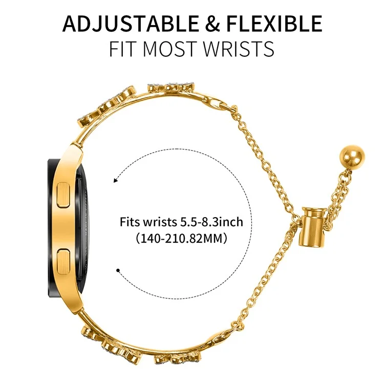 Cinturino di ricambio in metallo con decorazione a cuore e quadrifoglio per l'orologio Coros Pace 2 - Oro