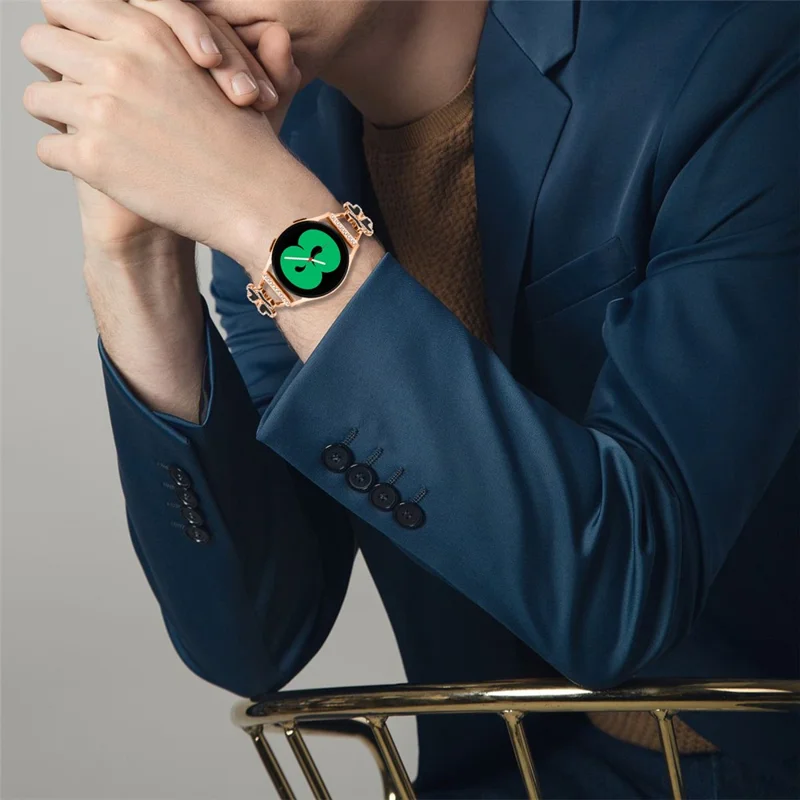 حزام معدني بديلاً عن ساعة Verizon Gizmo Watch 3، سوار ساعة بديكoration على شكل قلب وبرسيم - ذهبي وردي