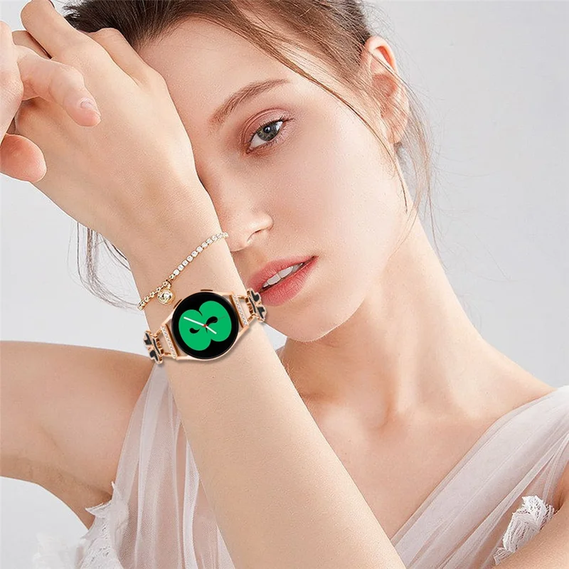حزام معدني بديلاً عن ساعة Verizon Gizmo Watch 3، سوار ساعة بديكoration على شكل قلب وبرسيم - ذهبي وردي