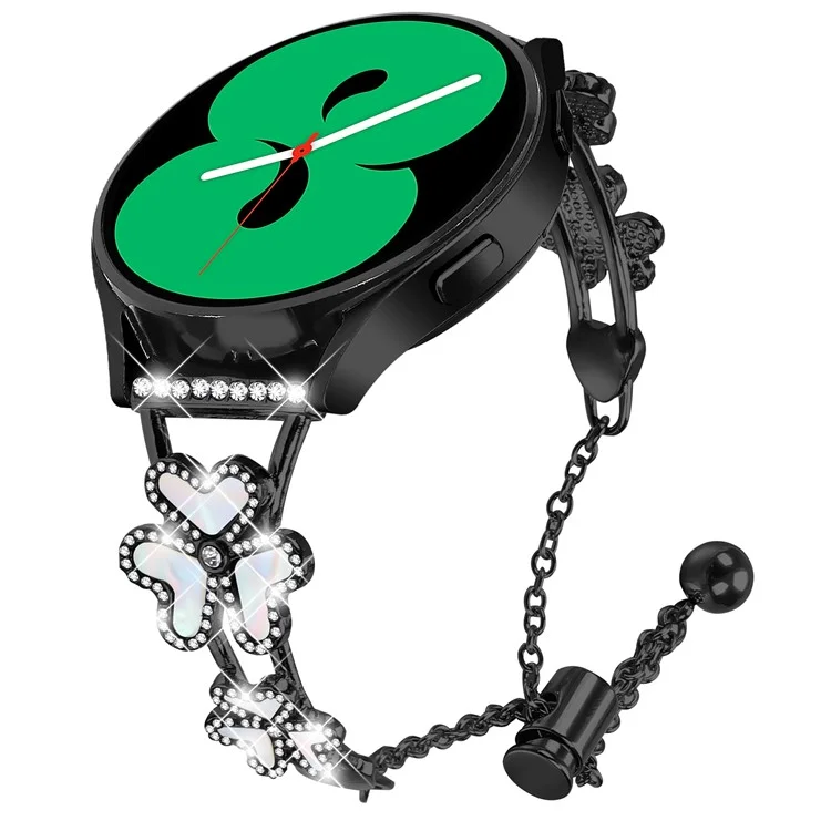 Bracelet de rechange en métal pour montre Mibro Lite avec décoration en forme de trèfle - Noir