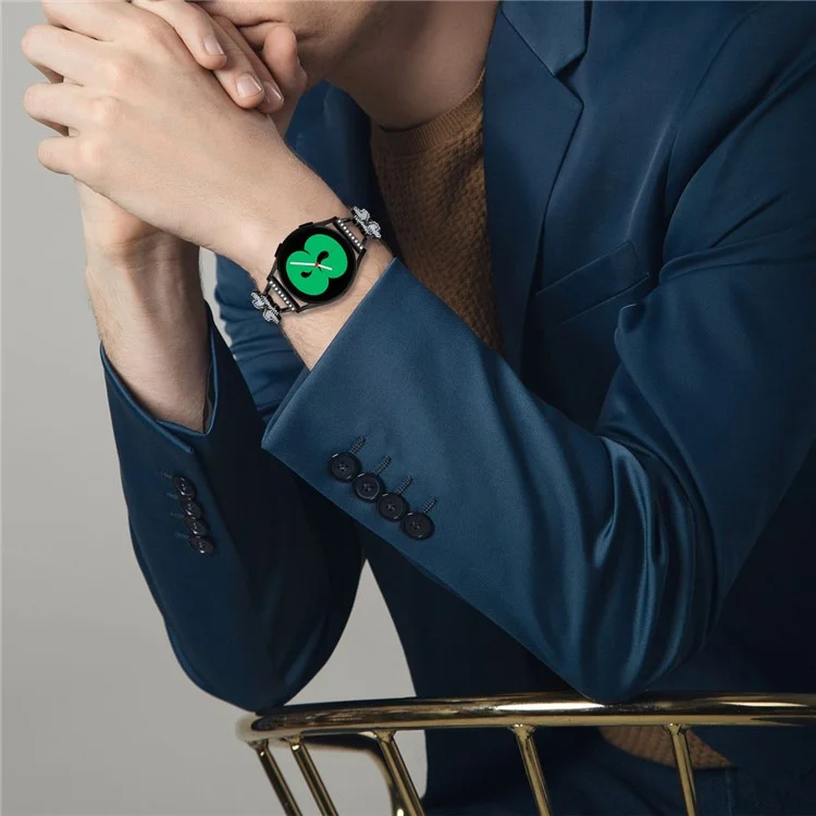 Bracelet de rechange en métal pour montre Mibro Lite avec décoration en forme de trèfle - Noir
