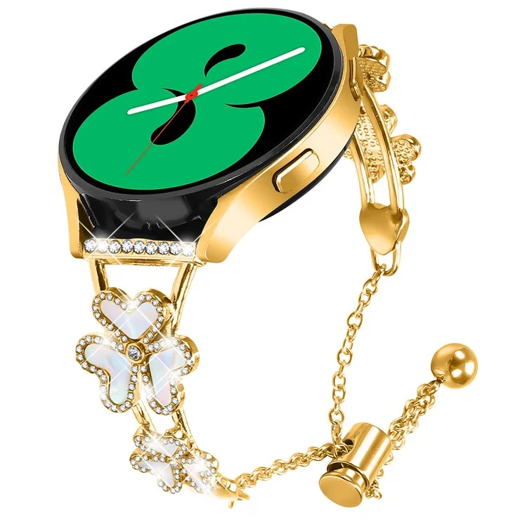 Cinturino di ricambio in metallo con decorazione a cuore e quadrifoglio per TicWatch E / E3 - Oro