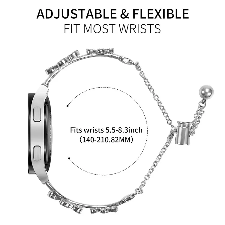 Cinturino in metallo per Realme Techlife Watch S100 con decorazione a cuori e quadrifoglio - Argento