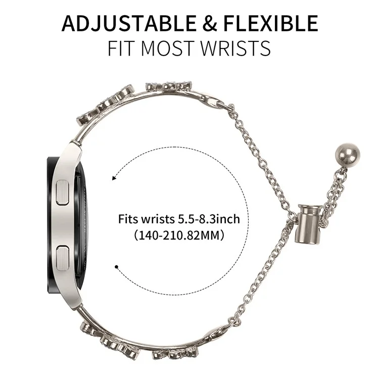 Bracelet de rechange en métal pour Realme Techlife Watch S100 avec décoration en forme de trèfle - Starlight