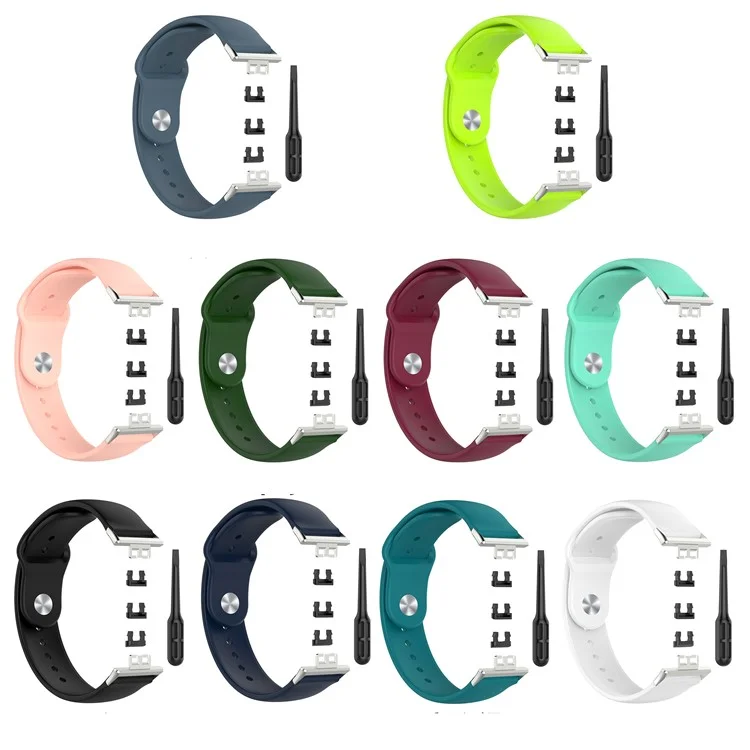 Solid Color Silicone Adjustable Watch Band Strap Replacement for Huawei Watch Fit - Black