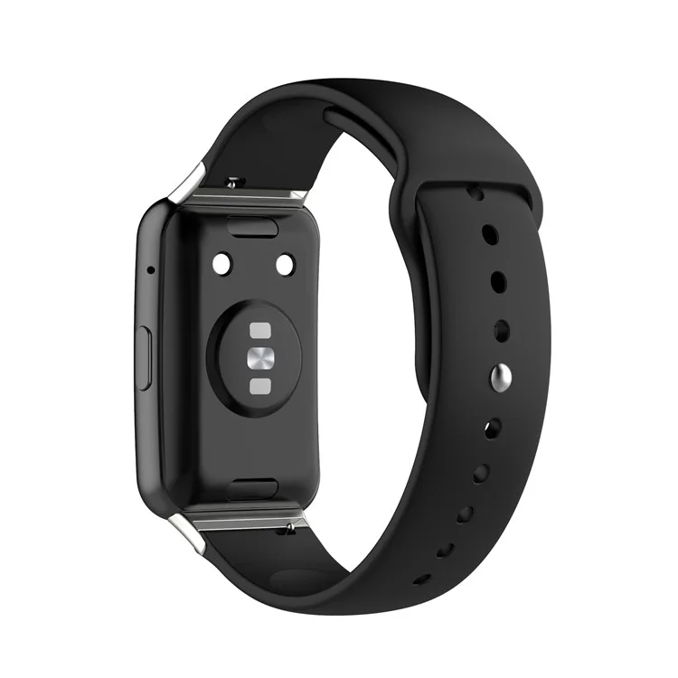 Solid Color Silicone Adjustable Watch Band Strap Replacement for Huawei Watch Fit - Black
