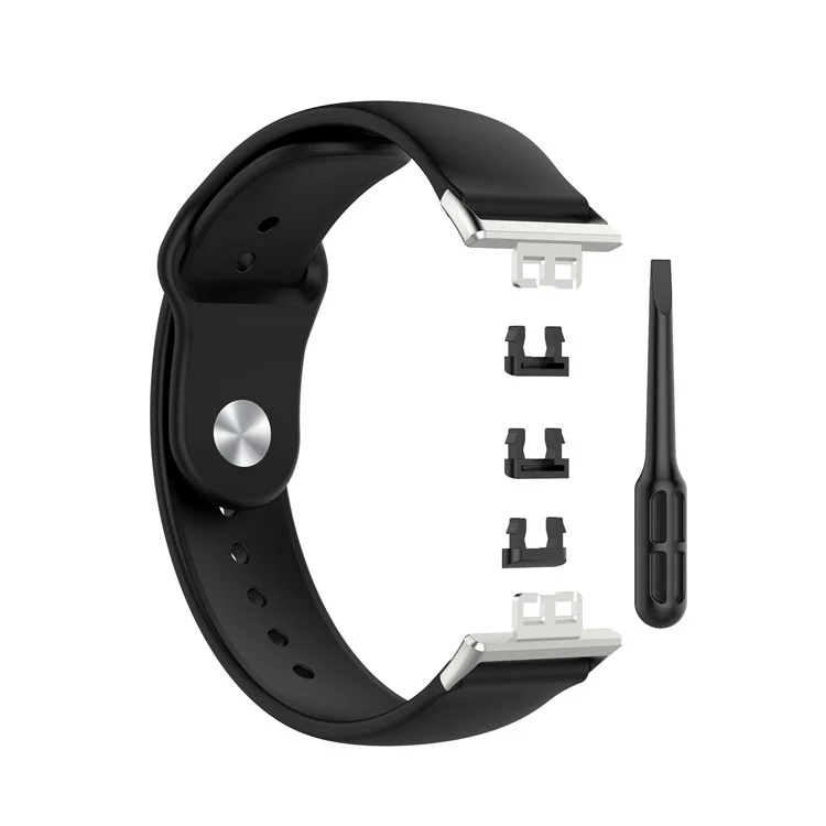 Solid Color Silicone Adjustable Watch Band Strap Replacement for Huawei Watch Fit - Black