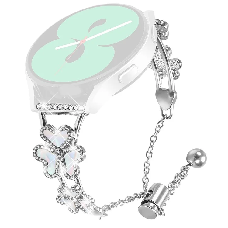 Per il cinturino dell'orologio CanMixs P22 con decoro a cuore e quadrifoglio in metallo - Argento