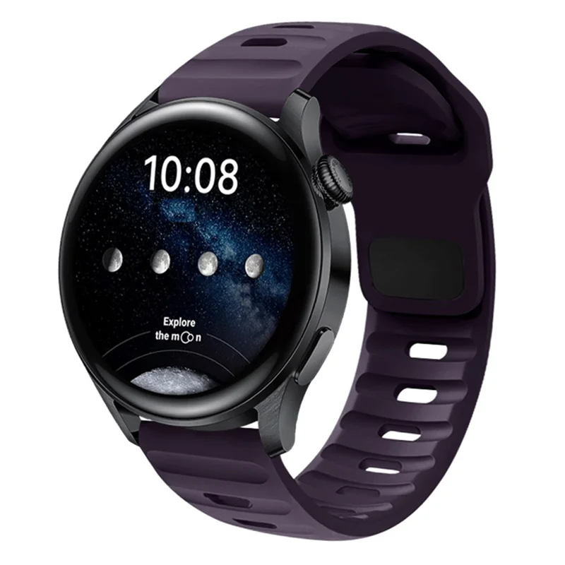 Pulseira de relógio de 22 mm para Huawei Watch GT 5 Pro / GT 5 / GT 4 46 mm, com fivela quadrada de liberação rápida e tira de silicone - Roxo escuro