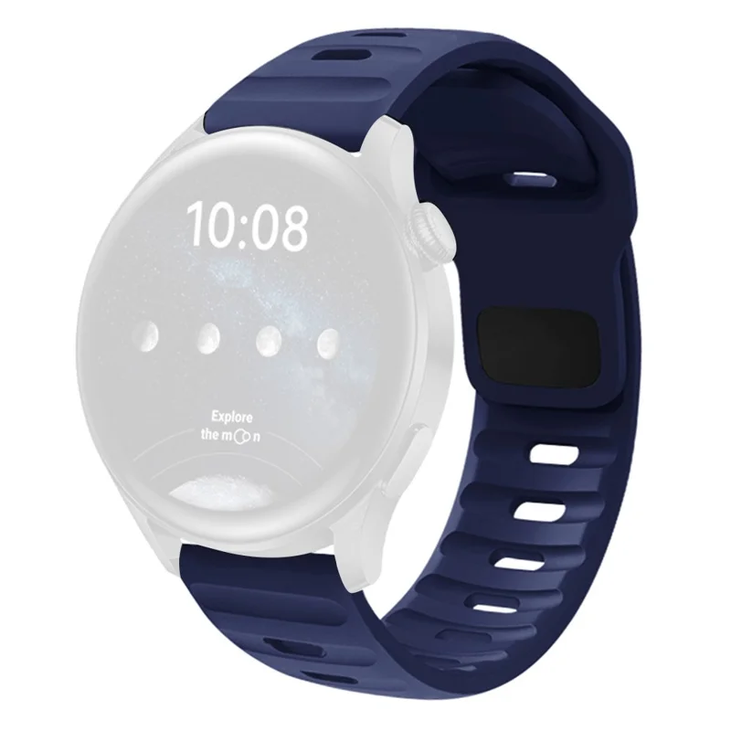 22mm Watch Band For Huawei Watch GT 5 Pro  /  GT 5  /  GT 4 46mm Quick Release Square Buckle Silicone Strip - Navy Blue