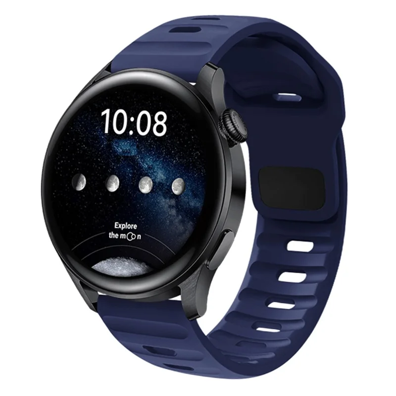 22mm Watch Band For Huawei Watch GT 5 Pro  /  GT 5  /  GT 4 46mm Quick Release Square Buckle Silicone Strip - Navy Blue