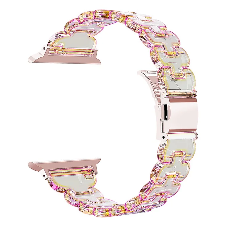 Watch Band for Apple Watch Series 10 9 8 7 SE 6 5 4 3 2 1 42mm 41mm 40mm 38mm Electroplated PC Glitter Sparkle Strap - Laser Transparent Pink