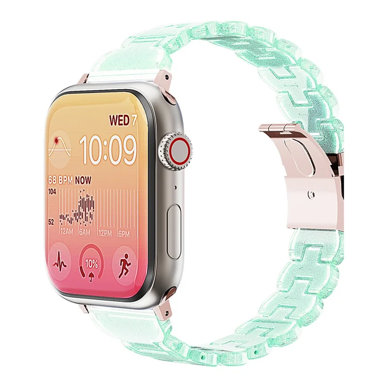 Watch Band for Apple Watch Series 10 9 8 7 SE 6 5 4 3 2 1 42mm 41mm 40mm 38mm Electroplated PC Glitter Sparkle Strap - Chameleon Green