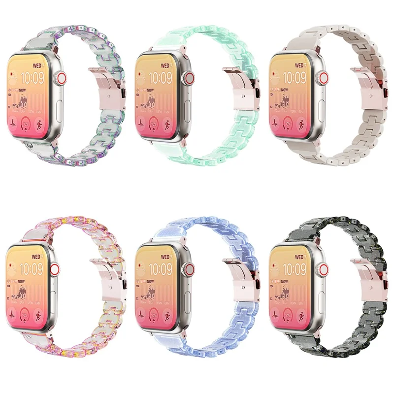 Watch Band for Apple Watch Series 10 9 8 7 SE 6 5 4 3 2 1 42mm 41mm 40mm 38mm Electroplated PC Glitter Sparkle Strap - Chameleon Green