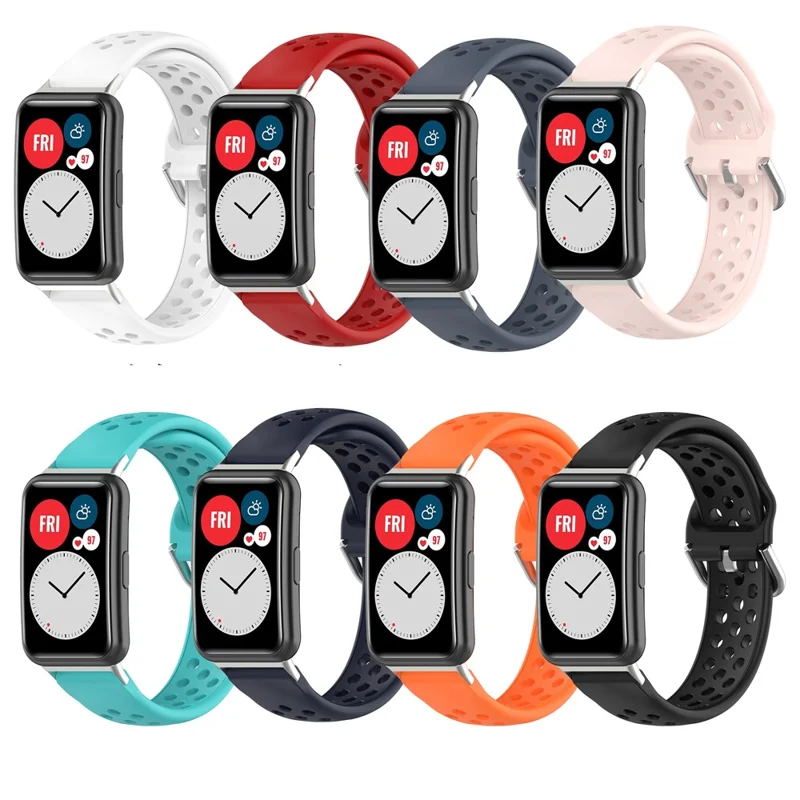 Soft Silicone Sport Watch Band Strap Replacement for Huawei Watch Fit - Black