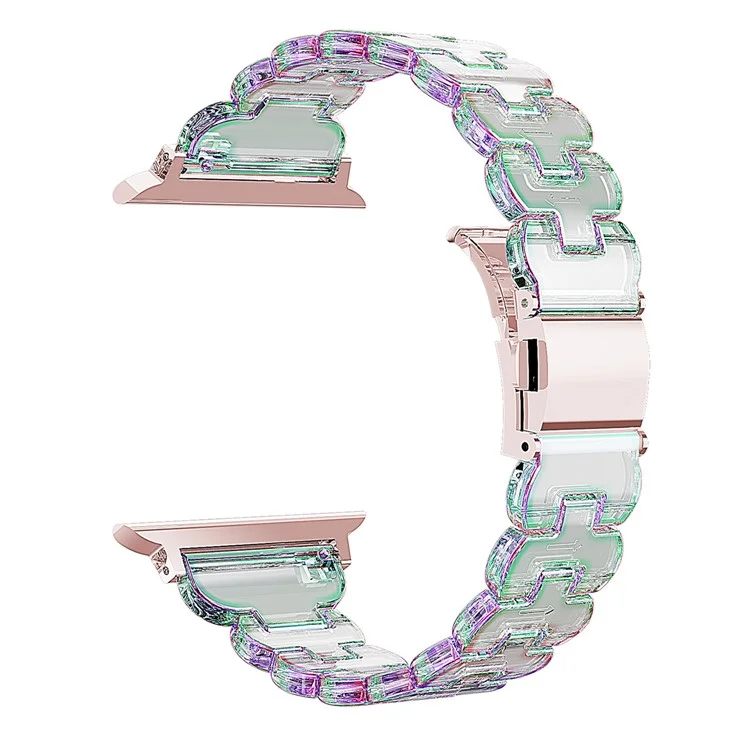Bracelet pour Apple Watch Série 10 Ultra 9 8 7 SE 6 5 4 3 2 1 46mm 49mm 45mm 44mm 42mm, bracelet en PC électrolytique pailleté - Transparent laser