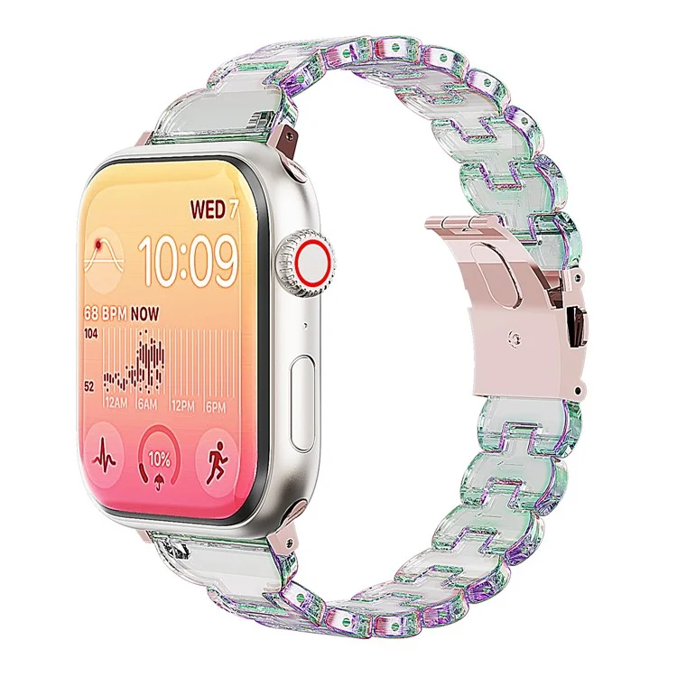 Bracelet pour Apple Watch Série 10 Ultra 9 8 7 SE 6 5 4 3 2 1 46mm 49mm 45mm 44mm 42mm, bracelet en PC électrolytique pailleté - Transparent laser