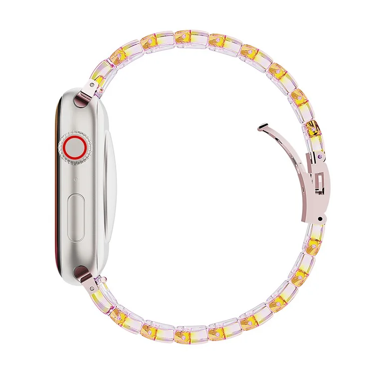Bracelet pour Apple Watch Série 10 Ultra 9 8 7 SE 6 5 4 3 2 1 46mm 49mm 45mm 44mm 42mm, bracelet en PC électrolytique pailleté - Transparent laser