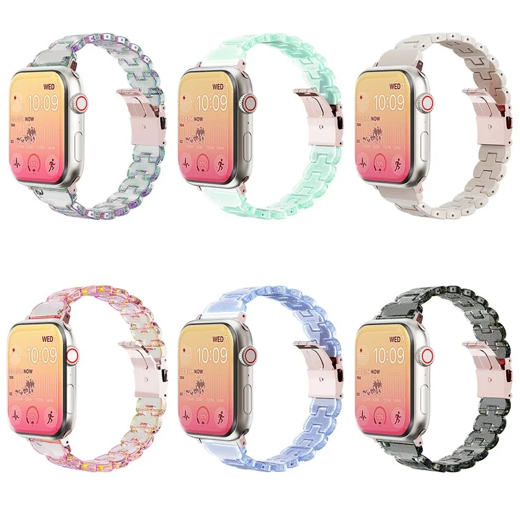 Bracelet pour Apple Watch Série 10 Ultra 9 8 7 SE 6 5 4 3 2 1 46mm 49mm 45mm 44mm 42mm, bracelet en PC électrolytique pailleté - Transparent laser