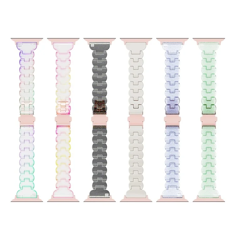Bracelet pour Apple Watch Série 10 Ultra 9 8 7 SE 6 5 4 3 2 1 46mm 49mm 45mm 44mm 42mm, bracelet en PC électrolytique pailleté - Transparent laser
