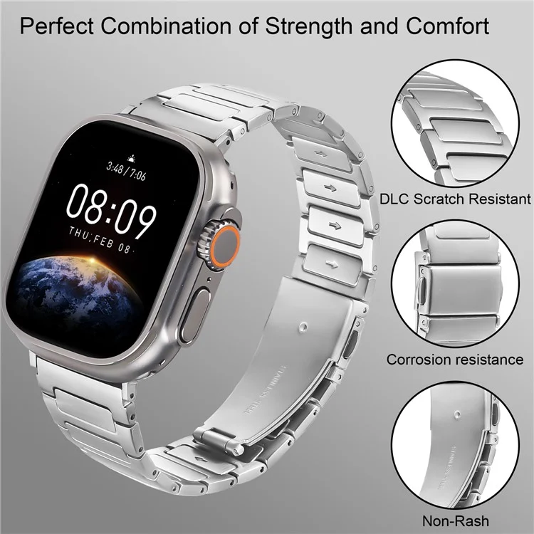 Cinturino in metallo per Apple Watch Serie 10 9 8 7 SE 6 5 4 3 2 1 42mm 41mm 40mm 38mm, regolabile, argento