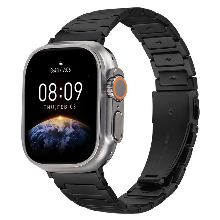 Металлический браслет для часов Apple Watch Series 10 9 8 7 SE 6 5 4 3 2 1 42 мм 41 мм 40 мм 38 мм, регулируемый ремешок для часов, черный