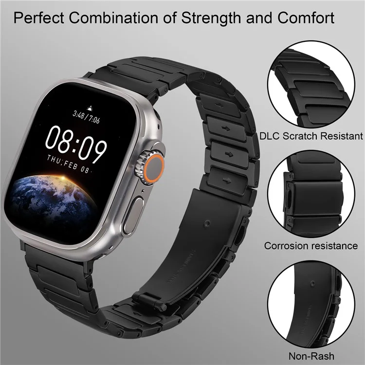 Металлический браслет для часов Apple Watch Series 10 9 8 7 SE 6 5 4 3 2 1 42 мм 41 мм 40 мм 38 мм, регулируемый ремешок для часов, черный
