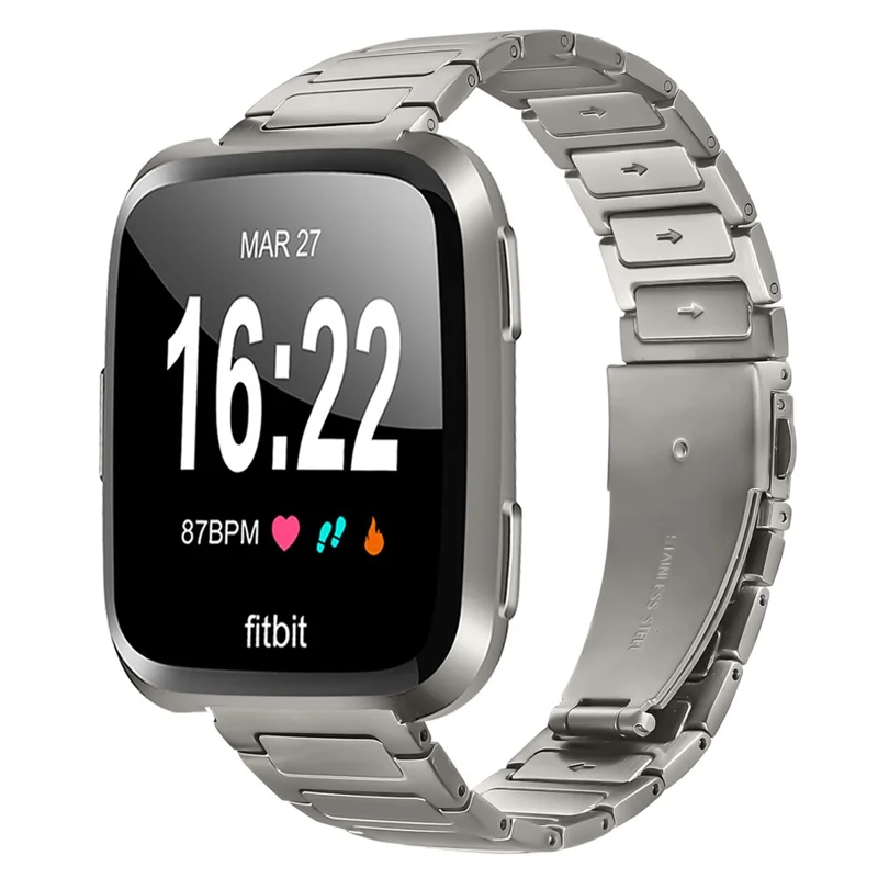 Metal Watch Band for Fitbit Versa 2 / Versa Lite / Versa Adjustable Watch Strap - Titanium