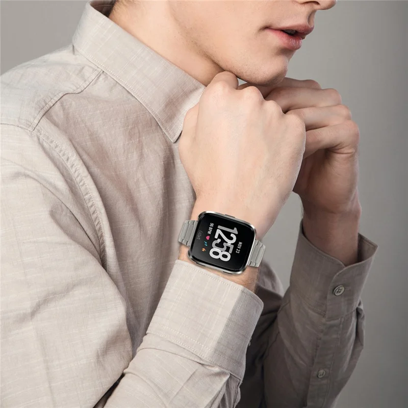 Metal Watch Band for Fitbit Versa 2 / Versa Lite / Versa Adjustable Watch Strap - Titanium