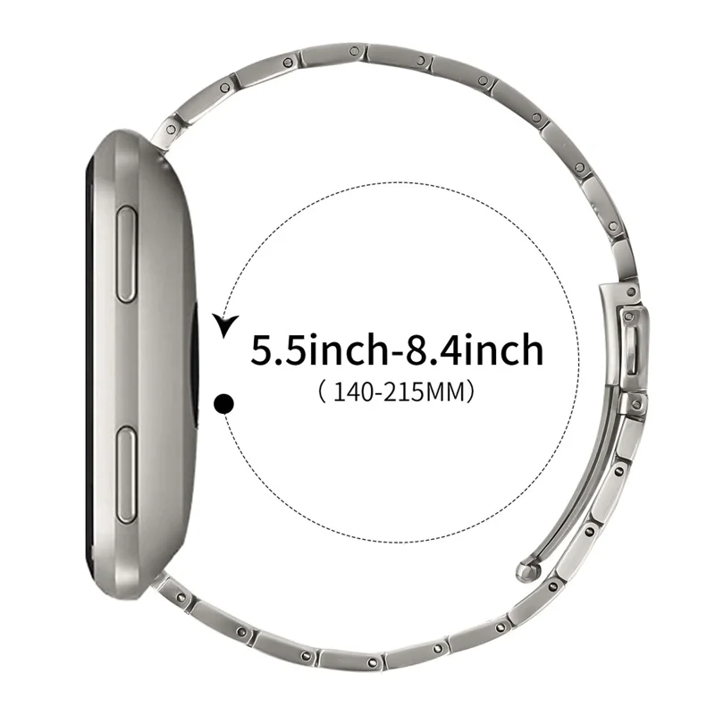 Metal Watch Band for Fitbit Versa 2 / Versa Lite / Versa Adjustable Watch Strap - Titanium