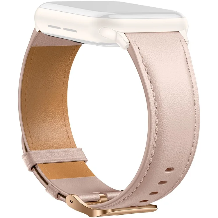 Bracelet en cuir pour Apple Watch Séries 10 9 8 7 SE 6 5 4 3 2 1 42 mm 41 mm 40 mm 38 mm avec boucle électroplaquée et queue pointue - Rose / Or rose